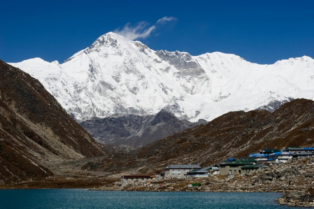 Snow Covered Mountain Under the Blue Sky